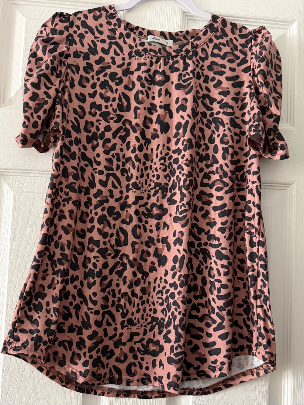 Wild Rose Leopard Print Puff Sleeve Babydoll Tunic Dress Medium
